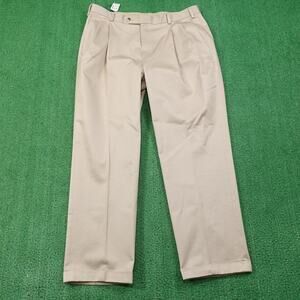 New! Jos. A. Bank Pants 38x30 Khaki Traveler Twill Tailored Fit Pleated Cuffed